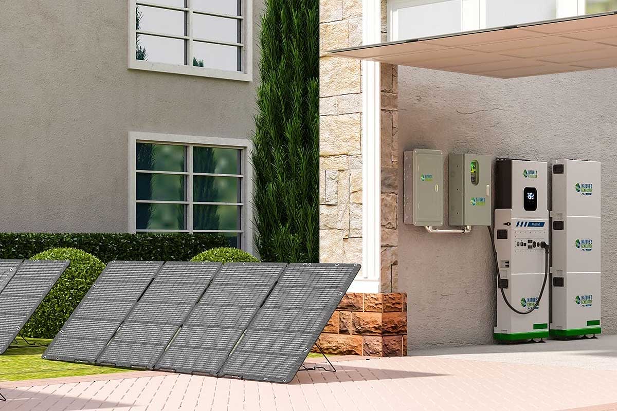 Une installation photovoltaïque couplée à une batterie résidentielle.