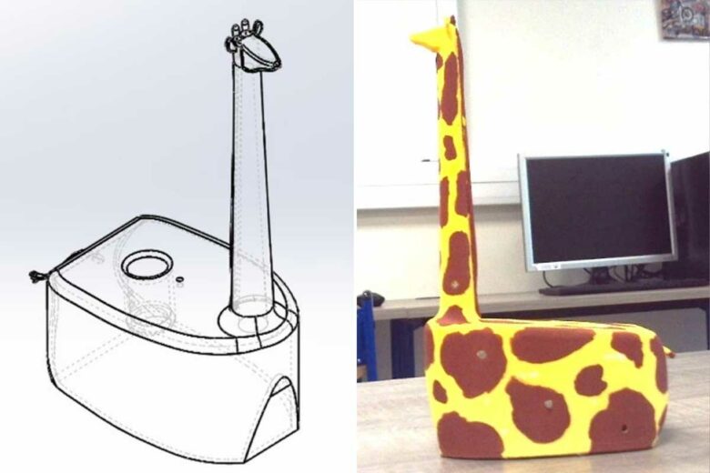 Le modèle 3D du projet et le prototype.