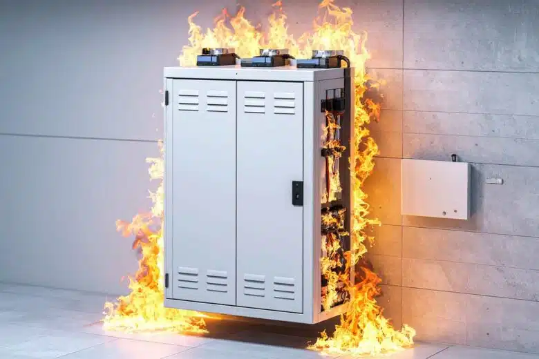 Incendie d'une batterie résidentielle.