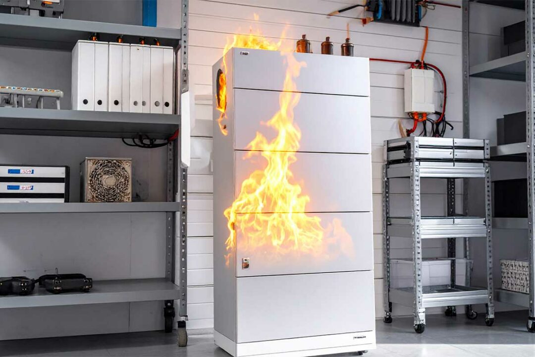 Une batterie résidentielle prend feu.