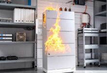 Une batterie résidentielle prend feu.
