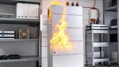 Une batterie résidentielle prend feu.