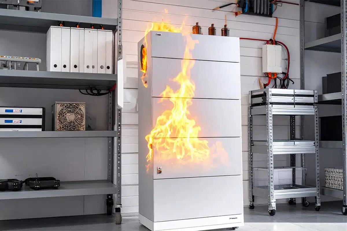 Une batterie résidentielle prend feu.