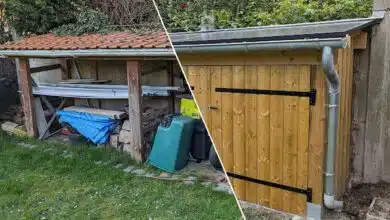 Un abri de jardin rénové en abri solaire.