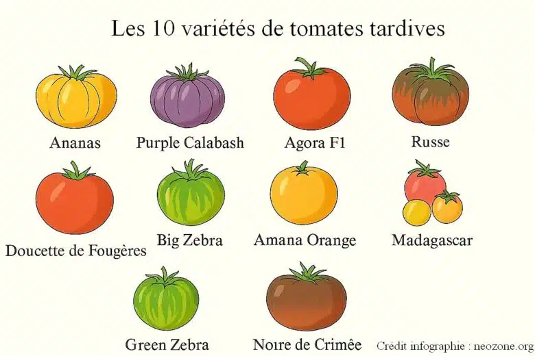 Infographie : les 10 meilleures variétés de tomates tardives.