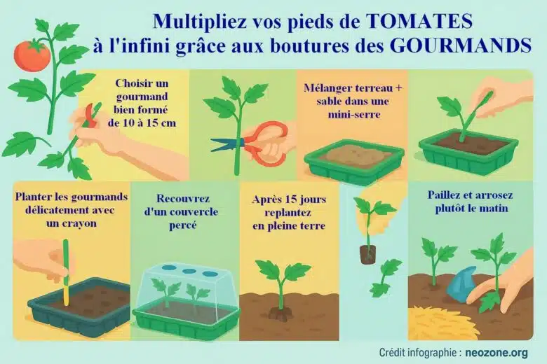 Infographie : l'astuce très simple pour multiplier les pieds de tomate à l'infini.