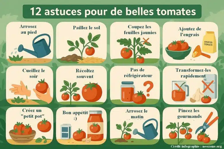 Infographie : 12 astuces pour de belles tomates tout l'été. 
