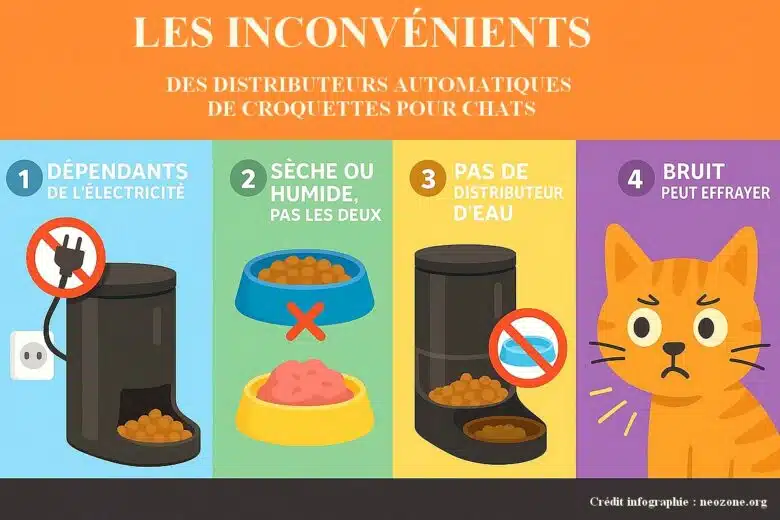 Infographie : quels sont les inconvénients des distributeurs automatiques de croquettes pour chats ? 