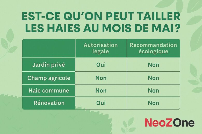 Infographie NeoZone : peut-on tailler les haies en mai ?