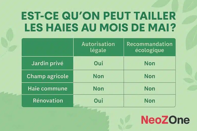 Infographie NeoZone : peut-on tailler les haies en mai ? 