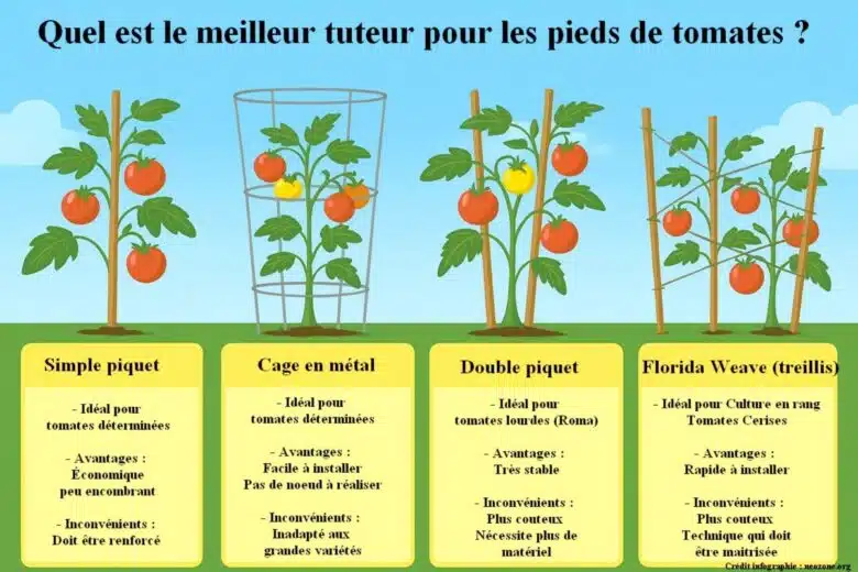 Infographie : quelles sont les différentes méthodes pour tuteurer vos tomates ? 