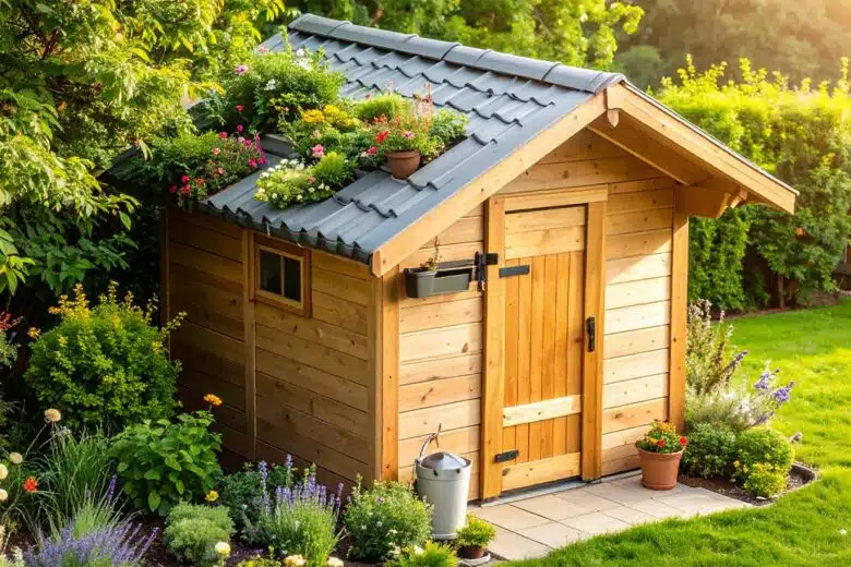 Un petit abri de jardin.