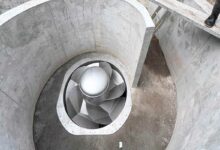 Une turbine vortex avant la mise en eau.