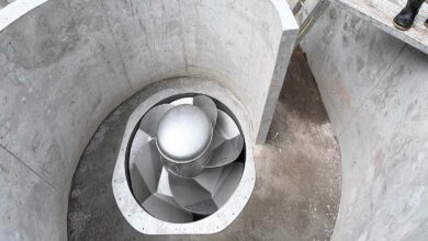 Une turbine vortex avant la mise en eau.