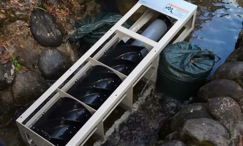 Une hydrolienne pour cours d'eau à faible débit.
