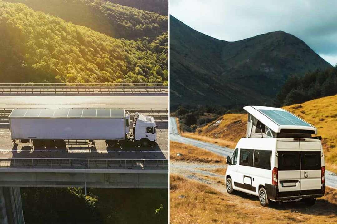 Des panneaux solaires flexibles destinés aux véhicules utilitaires.