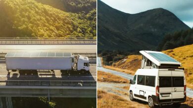 Des panneaux solaires flexibles destinés aux véhicules utilitaires.