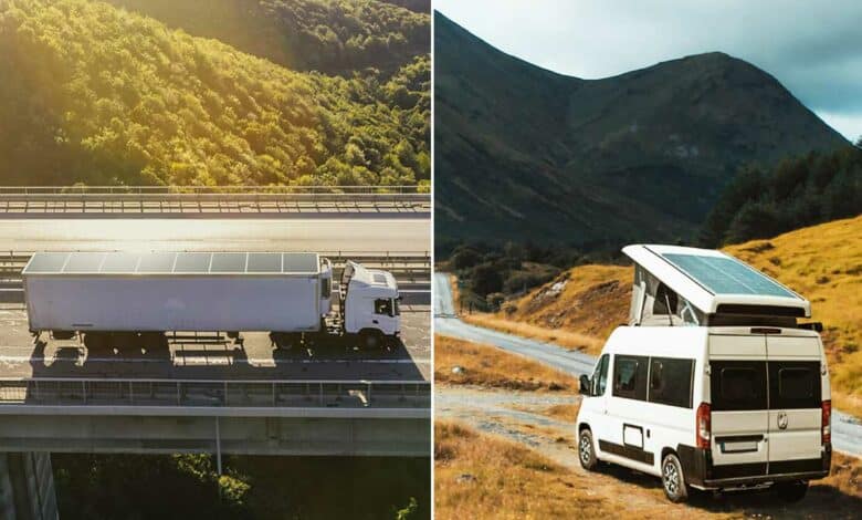 Des panneaux solaires flexibles destinés aux véhicules utilitaires.