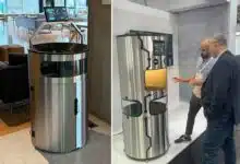 Deux modèles de poubelle intelligente Ameru.