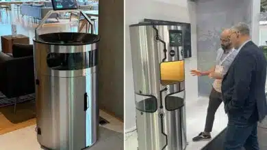 Deux modèles de poubelle intelligente Ameru.