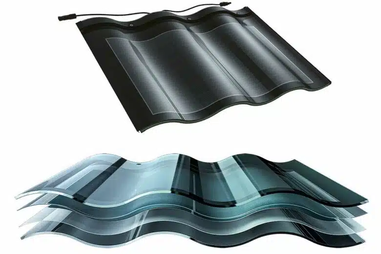 Des tuiles ondulées composées de 5 couches.