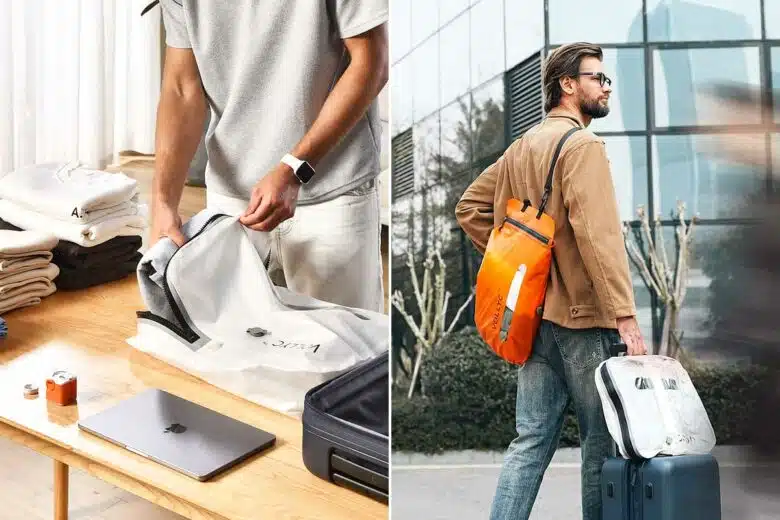 Des sacs de compression pour réduire le volume de vos vêtements.