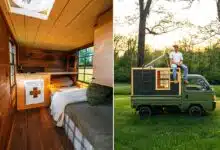 Il se construit une mini tiny house sur la remorque de son véhicule.
