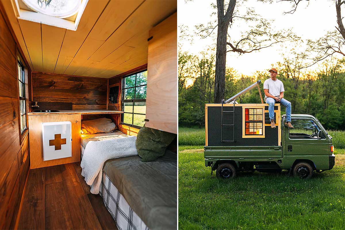 Il se construit une mini tiny house sur la remorque de son véhicule.