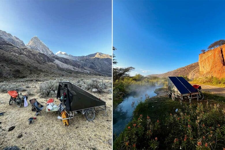 Des remorques posées pour dormir dans de superbes paysages.