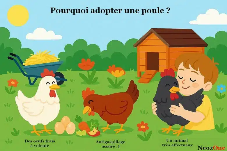 Infographie NeozOne : pourquoi adopter une poule ?
