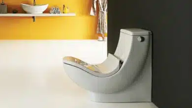 Des toilettes design pour une position recommandée lorsqu'on va à la selle.