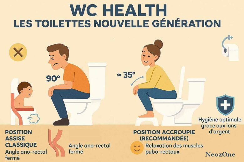 Infographie : quelle est la position idéale sur les toilettes ?