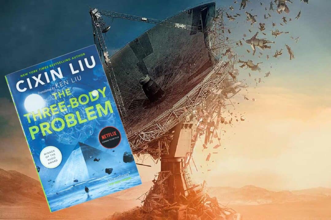 L'affiche de la série le problème à trois corps et le livre.