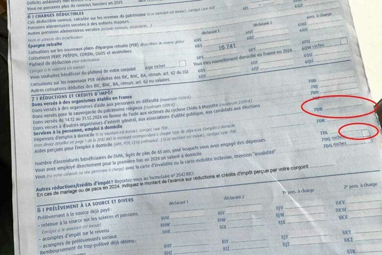Une feuille d'impôts.
