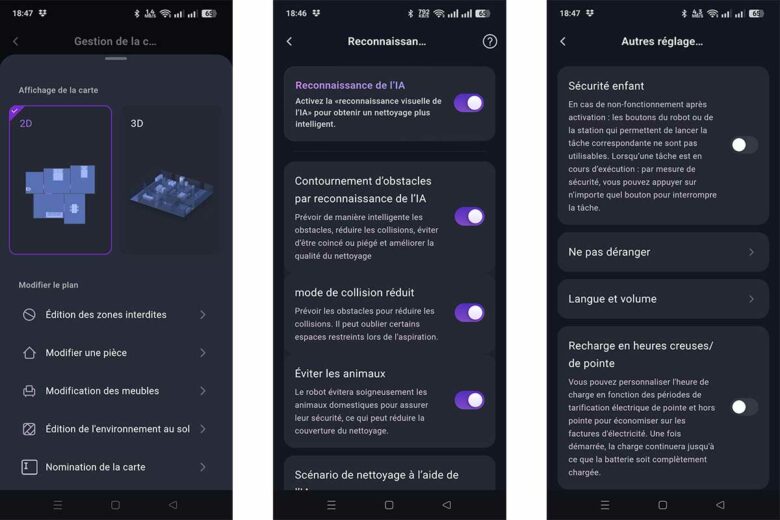 Une application comportant de nombreuses options.
