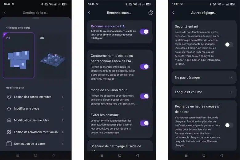 Une application comportant de nombreuses options.
