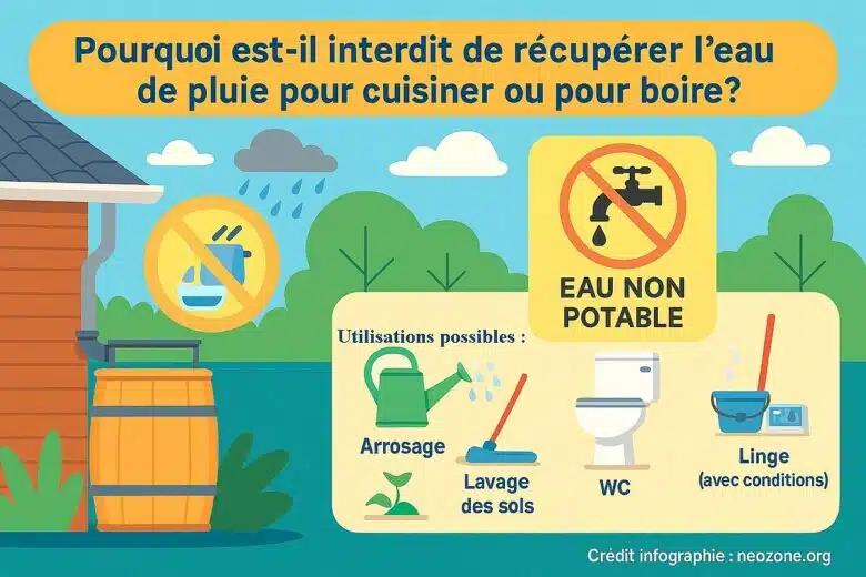 Infographie : pourquoi ne peut-on pas utiliser l'eau de pluie pour boire ou pour cuisiner ?