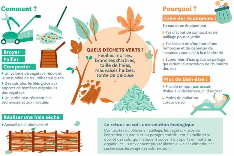 Infographie broyage paillage au jardin.