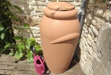 Un récupérateur d'eau de pluie.