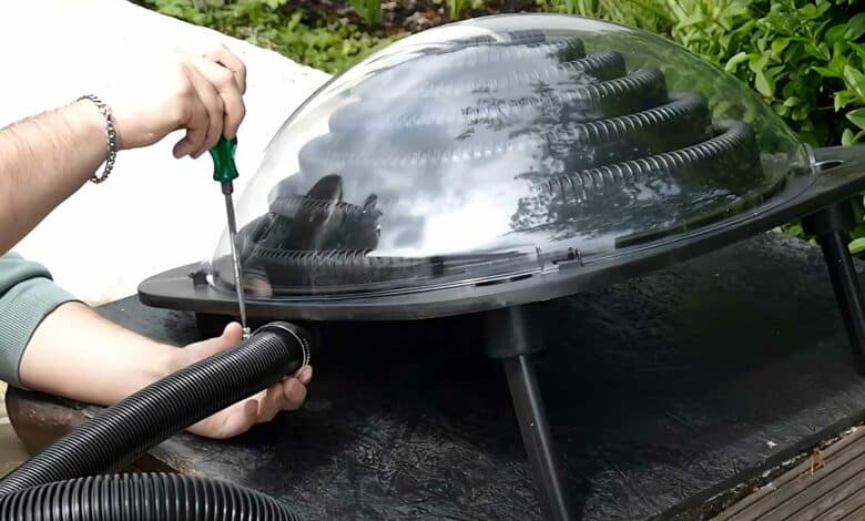 Un chauffe-eau solaire pour piscines hors-sols.