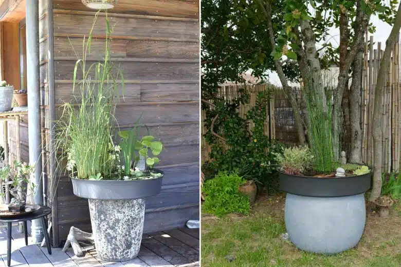 Un bassin qui peut s'intégrer à un pot.