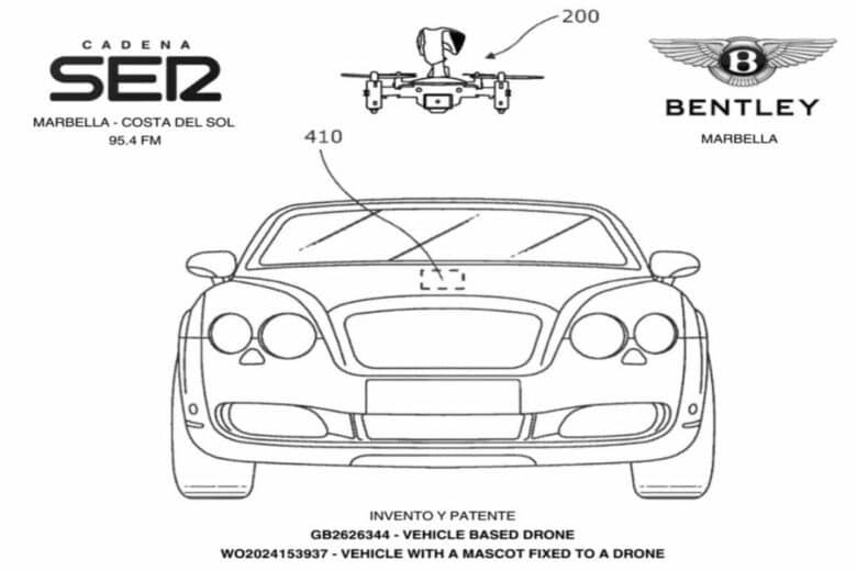 Un brevet pour un drone en forme de l'insigne de Bentley a été déposé.