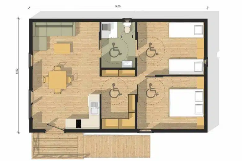 Plan pour un logement PMR.