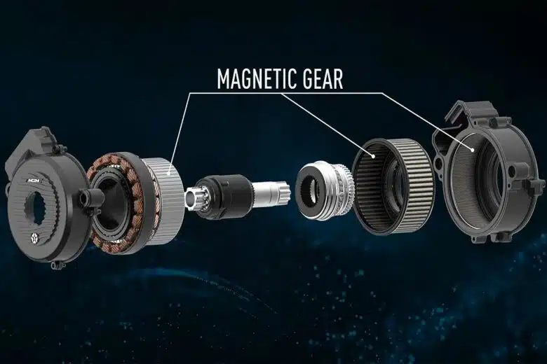 Un moteur électrique compact à engrenages magnétiques.
