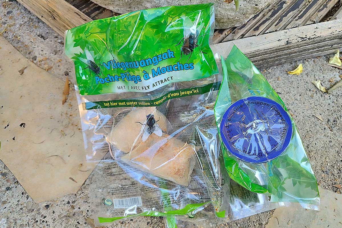 Le piège à mouches BSI et son biocide naturel sans danger pour les enfants et les animaux.