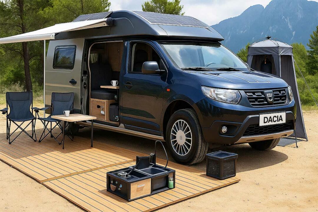 Un Dacia Sandman en configuration étape.