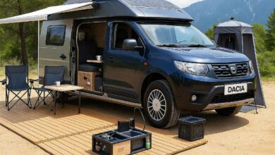 Un Dacia Sandman en configuration étape.