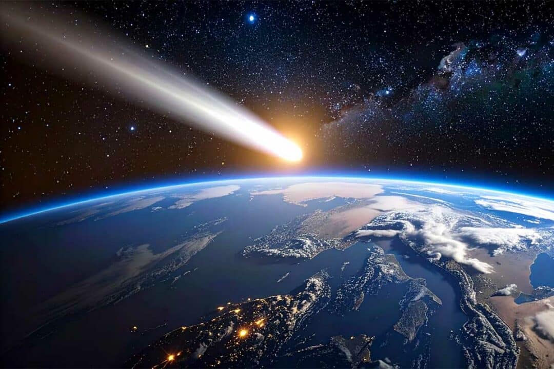 Un corps céleste passe près de la Terre.