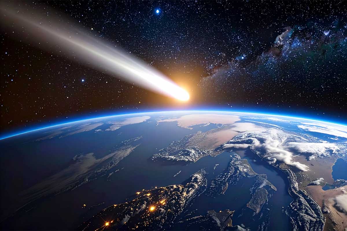 Un corps céleste passe près de la Terre.
