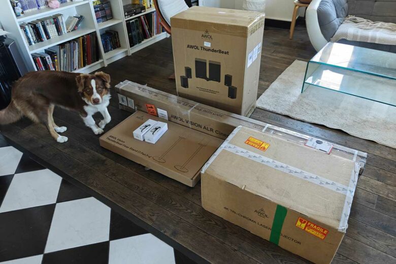 Les cartons d'emballage.